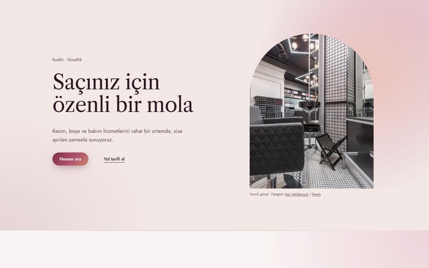 siteevi ile hazırlanmış örnek güzellik salonu web sitesi